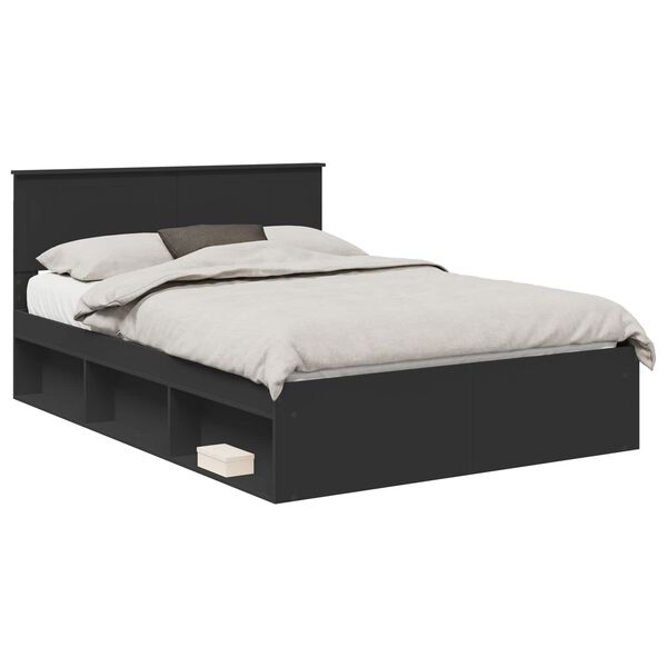 vidaXL Estructura de cama Negro 135 x 190 cm Madera de pino macizo