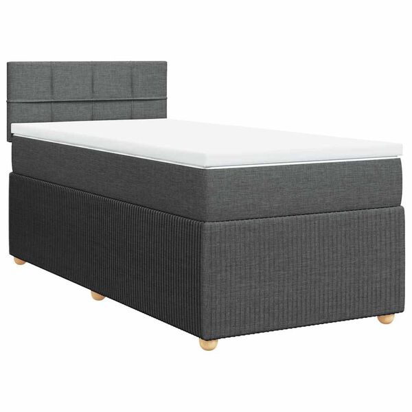 vidaXL Cama box spring con colch&oacute;n tela gris oscuro 90x190 cm