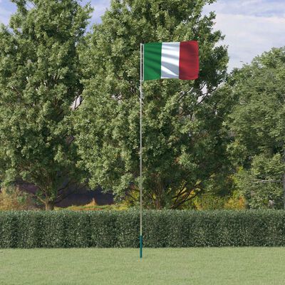 vidaXL Mástil y bandera de Italia aluminio 5,55 m