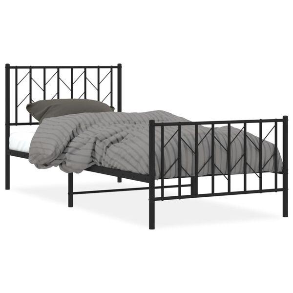 vidaXL Estructura cama sin colch&oacute;n con estribo metal negro 90x200 cm