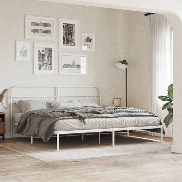 vidaXL Estructura cama sin colch&oacute;n con cabecero metal blanco 200x200cm