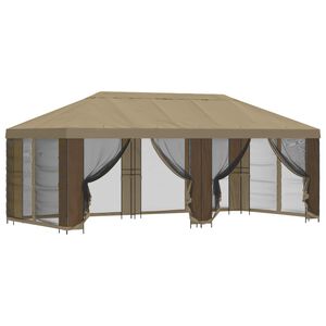 vidaXL Gazebo de jard&iacute;n con paredes laterales 6 x 3 m Beige