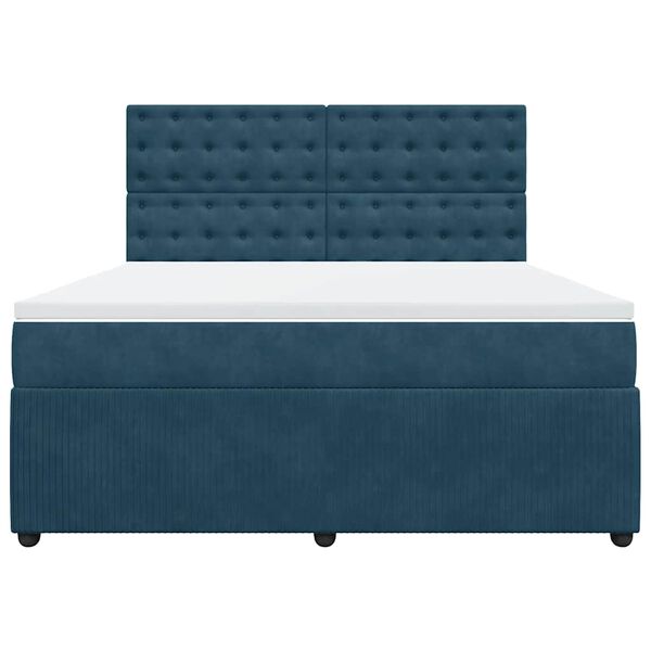 vidaXL Cama box spring con colch&oacute;n terciopelo azul oscuro 180x200 cm