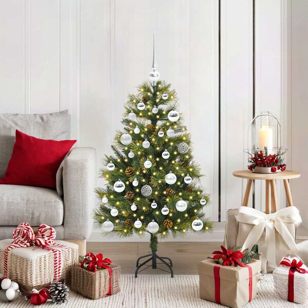 vidaXL Árbol de Navidad artificial con ramas plegables y conos 150 cm