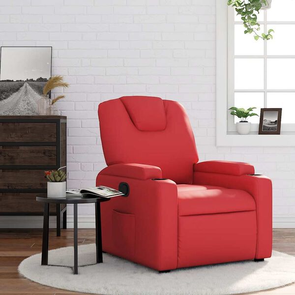 vidaXL Sill&oacute;n reclinable de cuero sint&eacute;tico rojo