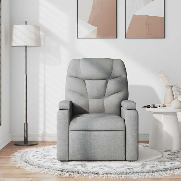 vidaXL Sill&oacute;n reclinable de masaje de tela gris claro