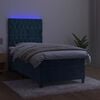 vidaXL Cama box spring colch&oacute;n y LED terciopelo azul oscuro 100x200 cm