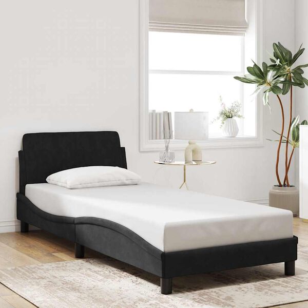 vidaXL Estructura de cama con cabecero Dover terciopelo negro 80x200 cm