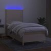 vidaXL Cama box spring colch&oacute;n y luces LED tela crema 100x200 cm