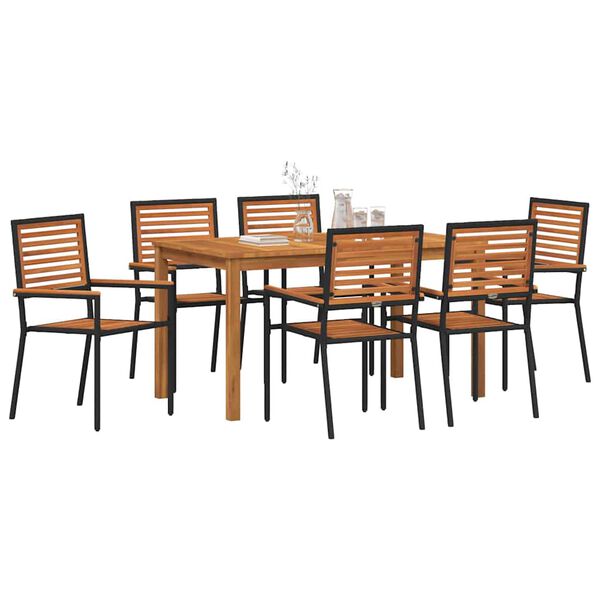 vidaXL Conjunto de Comedor de Jard&iacute;n 7 pcs Negro