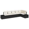 vidaXL Conjunto de sof&aacute; de jard&iacute;n 6 uds. Negro y crema rat&aacute;n sint&eacute;tico