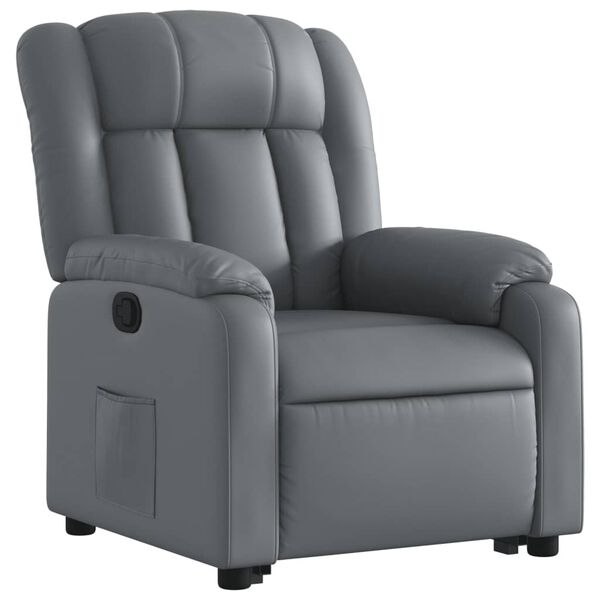 vidaXL Sill&oacute;n reclinable elevable cuero artificial gris