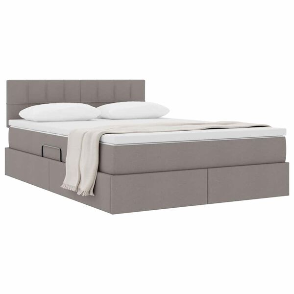 vidaXL Cama con almacenamiento y colch&oacute;n Taup&eacute; 140 x 190 cm