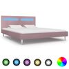 vidaXL Estructura de cama con LED sin colch&oacute;n tela rosa 180x200 cm