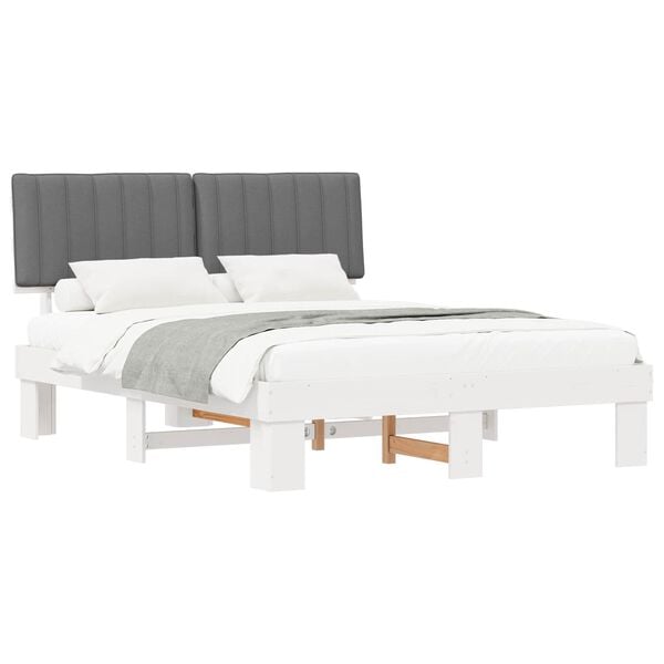 vidaXL Estructura de Cama con Cabecera Tapizada Gris Claro