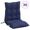 vidaXL Cojines para silla respaldo bajo 6 uds tela Oxford azul marino