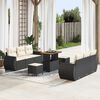 vidaXL Conjunto de sof&aacute; de jard&iacute;n 9 pcs Negro y crema rat&aacute;n sint&eacute;tico