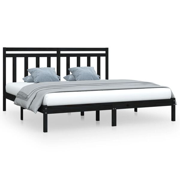 vidaXL Estructura de cama de madera maciza de pino negra 200x200 cm