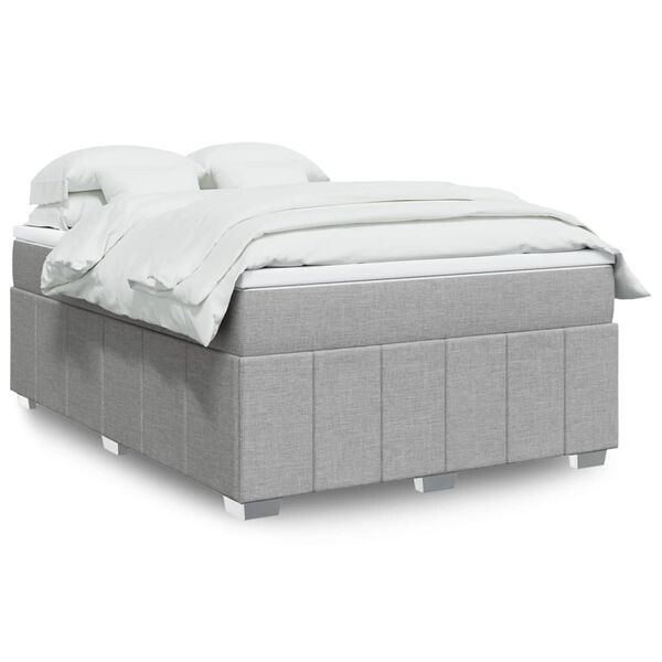 vidaXL Cama box spring con colch&oacute;n tela gris claro 140x190 cm