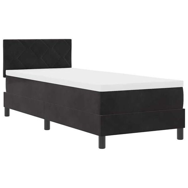 vidaXL Cama Box Spring LED con colch&oacute;n Negro 80 x 200 cm Terciopelo