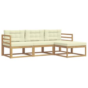 vidaXL Conjunto de sof&aacute;s de exterior 4 pcs Blanco y Crema Poli&eacute;ster
