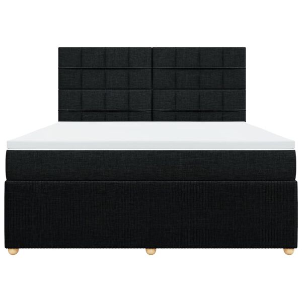 vidaXL Cama box spring con colch&oacute;n tela negro 180x200 cm