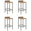 vidaXL Taburetes altos 4 uds madera de acacia y rat&aacute;n sint&eacute;tico gris