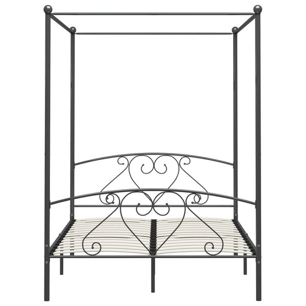 vidaXL Estructura cama con dosel sin colchón metal gris 140x200 cm