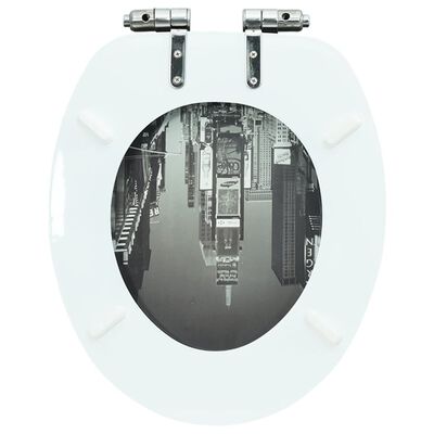 vidaXL Asiento inodoro WC tapa de cierre suave MDF diseño Nueva York