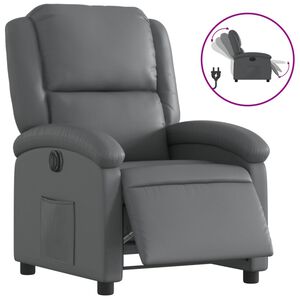 vidaXL Sill&oacute;n reclinable el&eacute;ctrico de cuero sint&eacute;tico gris