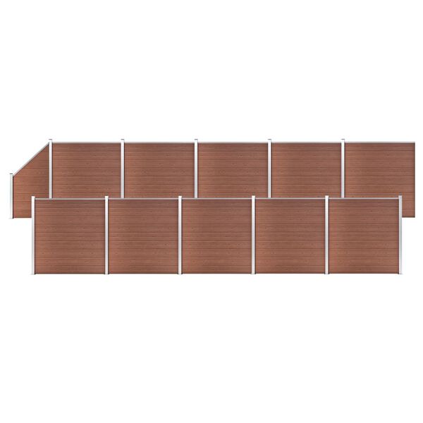 vidaXL Set de valla 10 cuadradas + 1 oblicua WPC marrón 1830x186 cm