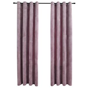 vidaXL Cortinas opacas anillas 2 uds terciopelo rosa viejo 140x175 cm