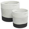 vidaXL Cestas de almacenaje 2 uds algod&oacute;n blanco y negro