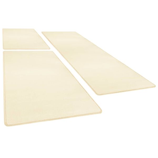vidaXL Alfombras de dormitorio de pelo largo 3 piezas color crema