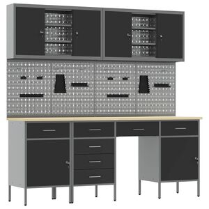vidaXL Armario de trabajo con caj&oacute;n 10 uds. Negro y Gris