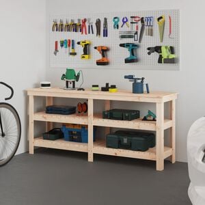 vidaXL Banco de trabajo de madera maciza de pino 181x50x80 cm