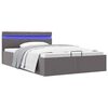 vidaXL Cama hidr&aacute;ulica almacenaje LED sin colch&oacute;n gris 140x200 cm