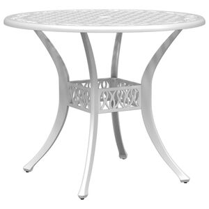 vidaXL Mesa de jard&iacute;n aluminio fundido blanco &Oslash;90x75 cm