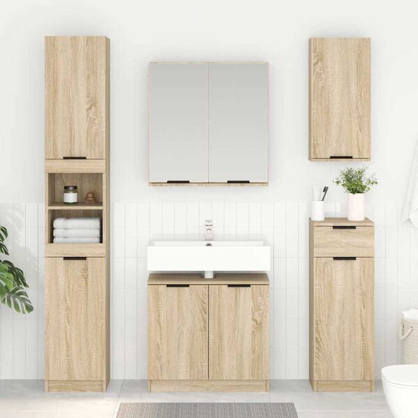 vidaXL Gabinete de Ba&ntilde;o con puerta Roble Sonoma 64,5 x 33,5 x 59 cm