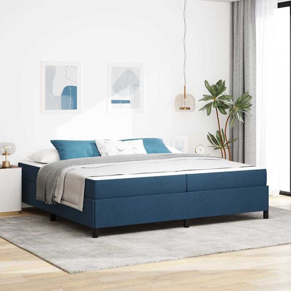 vidaXL Cama tipo Box Spring con colch&oacute;n Azul 200 x 200 cm tela