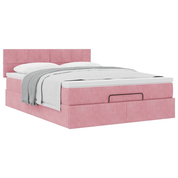 vidaXL Estructura cama otomana colch&oacute;n terciopelo rosa 140x200cm