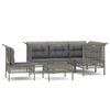 vidaXL Set de muebles de jard&iacute;n 6 pzas y cojines rat&aacute;n sint&eacute;tico gris