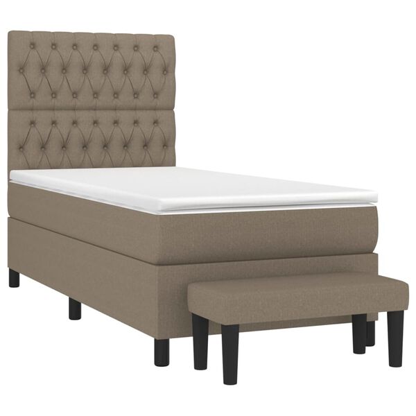 vidaXL Cama box spring con colch&oacute;n tela gris taupe 90x190 cm