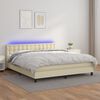 vidaXL Cama box spring colch&oacute;n y LED cuero sint&eacute;tico crema 160x200 cm