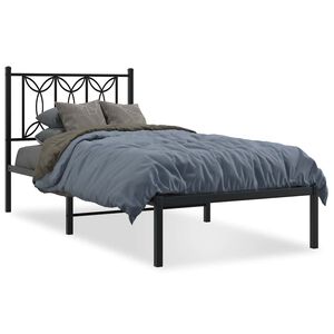 vidaXL Estructura cama sin colch&oacute;n con cabecero metal negro 90x190 cm