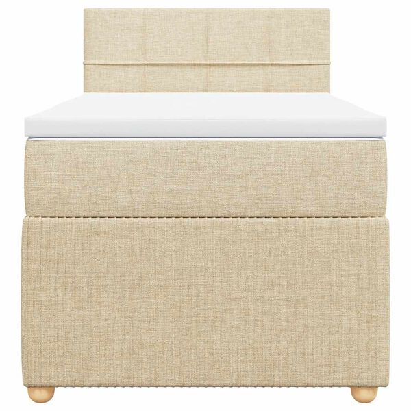 vidaXL Cama box spring con colch&oacute;n tela color crema 100x200 cm