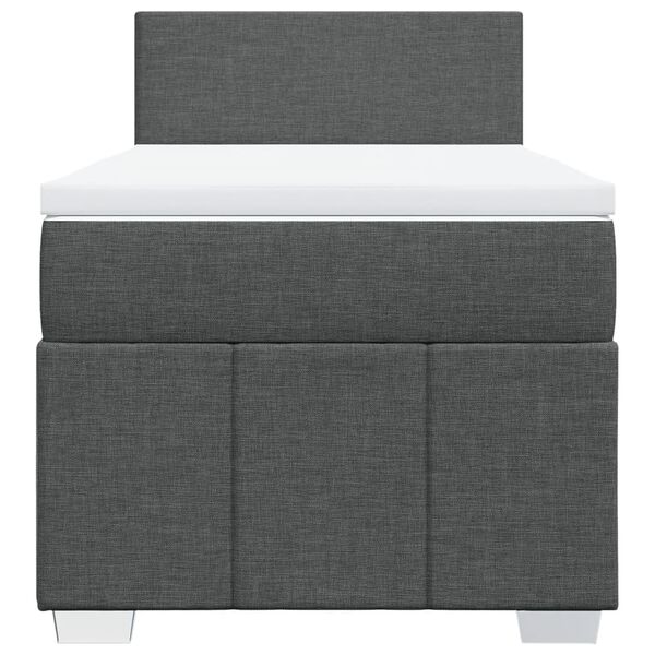 vidaXL Cama box spring con colch&oacute;n tela gris oscuro 100x200 cm