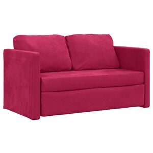 vidaXL Sof&aacute; cama de suelo 2 en 1 terciopelo rojo tinto 122x204x55 cm