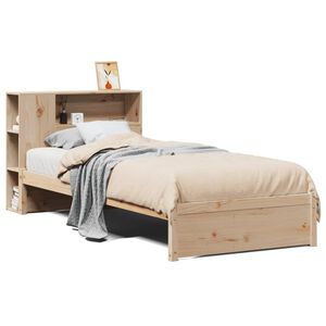 vidaXL Cama con estanter&iacute;a sin colch&oacute;n madera maciza de pino 75x190 cm
