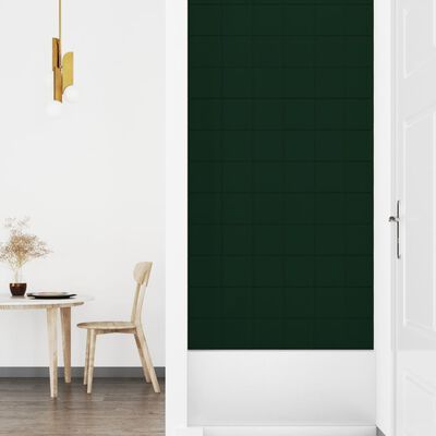 vidaXL Paneles de pared 12 uds terciopelo verde oscuro 90x15 cm 1,62m²